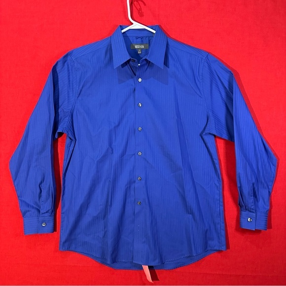 Kenneth Cole Awearness Dress Shirt 17 32/33‎ Slim Fit Blue - Picture 1 of 14